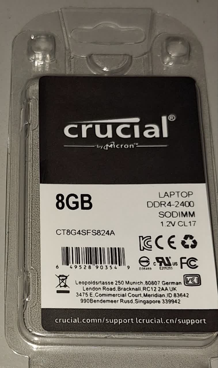 رم لپ تاپ کروشیال 8GB 2400
